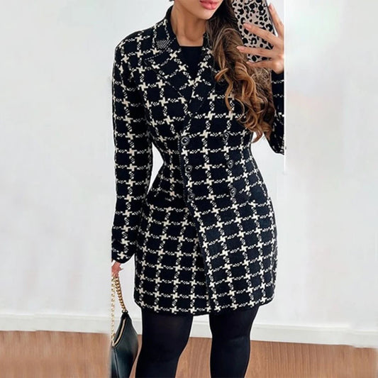 Coat Dress Causal Office Ladies V-neck